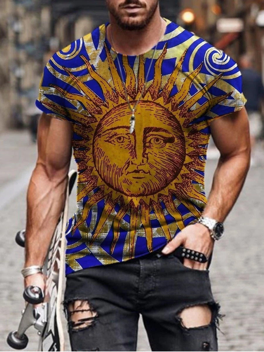 Summer New Men's Fashion Scrawl Harajuku Printed O-Collared T-Shirts