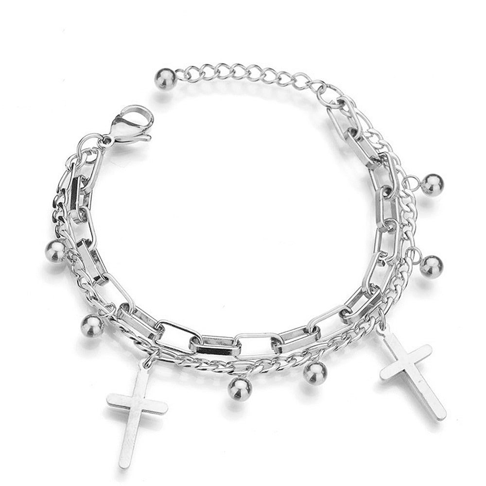 Heart Charms Bracelet for Women Toggle Clasp Closure