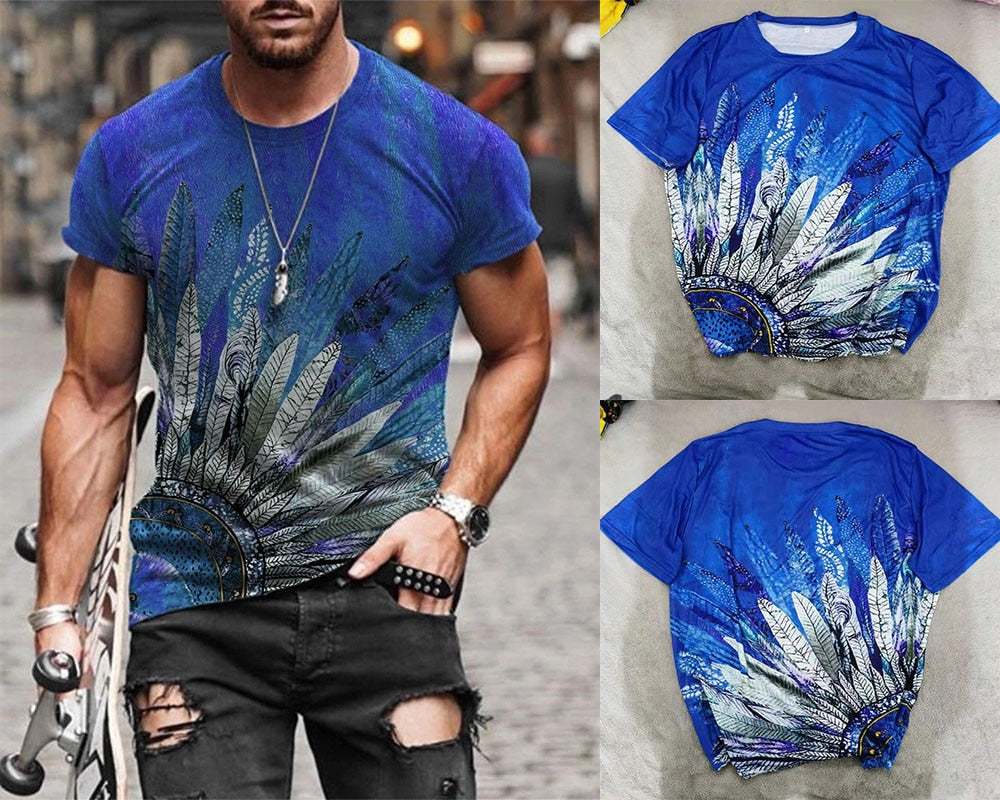 Summer New Men's Fashion Scrawl Harajuku Printed O-Collared T-Shirts