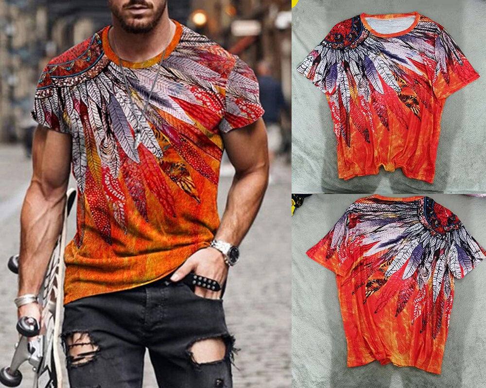 Summer New Men's Fashion Scrawl Harajuku Printed O-Collared T-Shirts