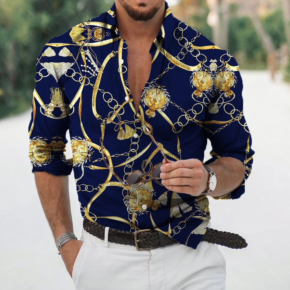 D Baroque Long Sleeve Luxury Social Shirt