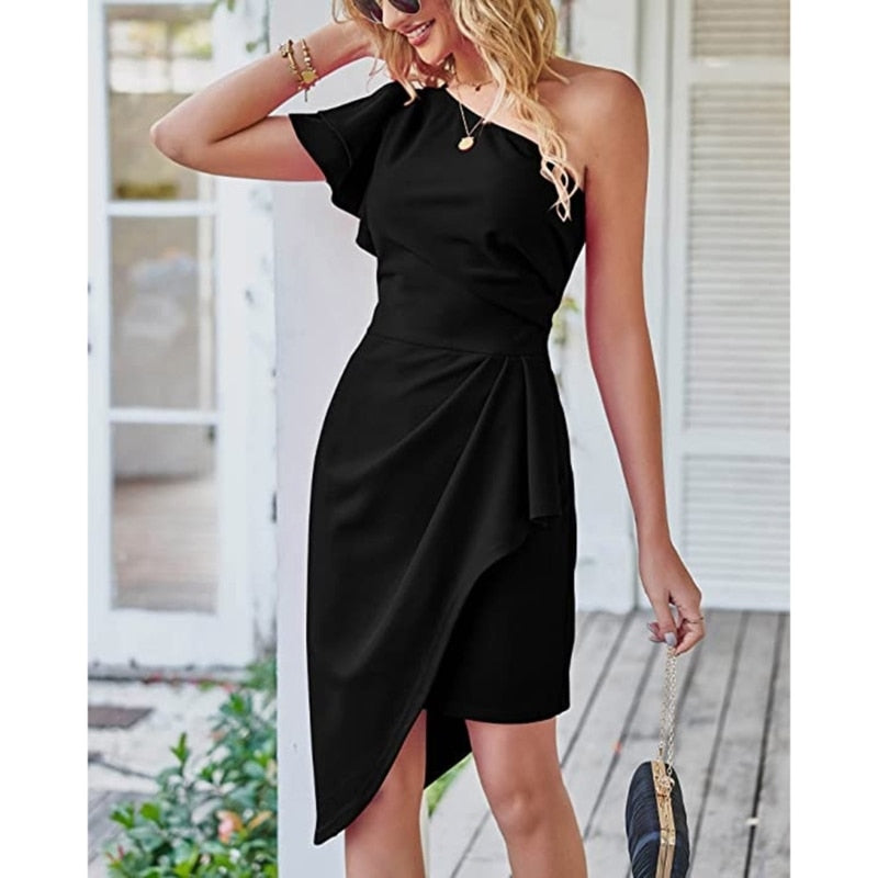 ONE SHOULDER COCKTAIL DRESS