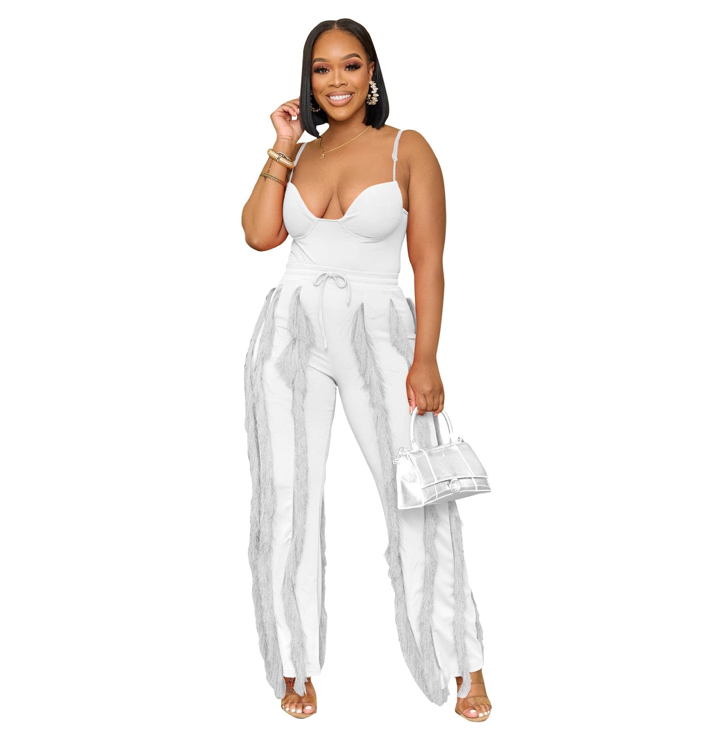 OFF SHOULDER SOLID COLOR SMOCKED JUMPSUIT