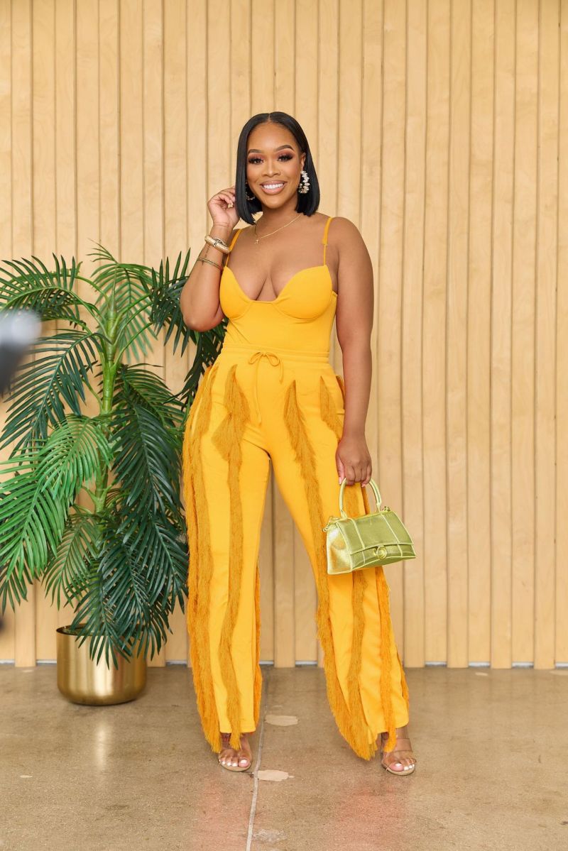 OFF SHOULDER SOLID COLOR SMOCKED JUMPSUIT