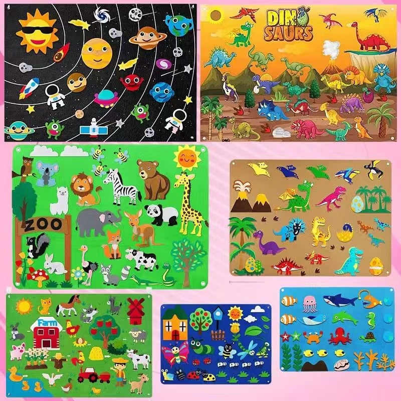 Magic Felt Learning Diy Board Early Education Wall Stickers Hanging Educational Toys For Child