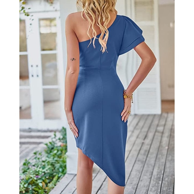 ONE SHOULDER COCKTAIL DRESS