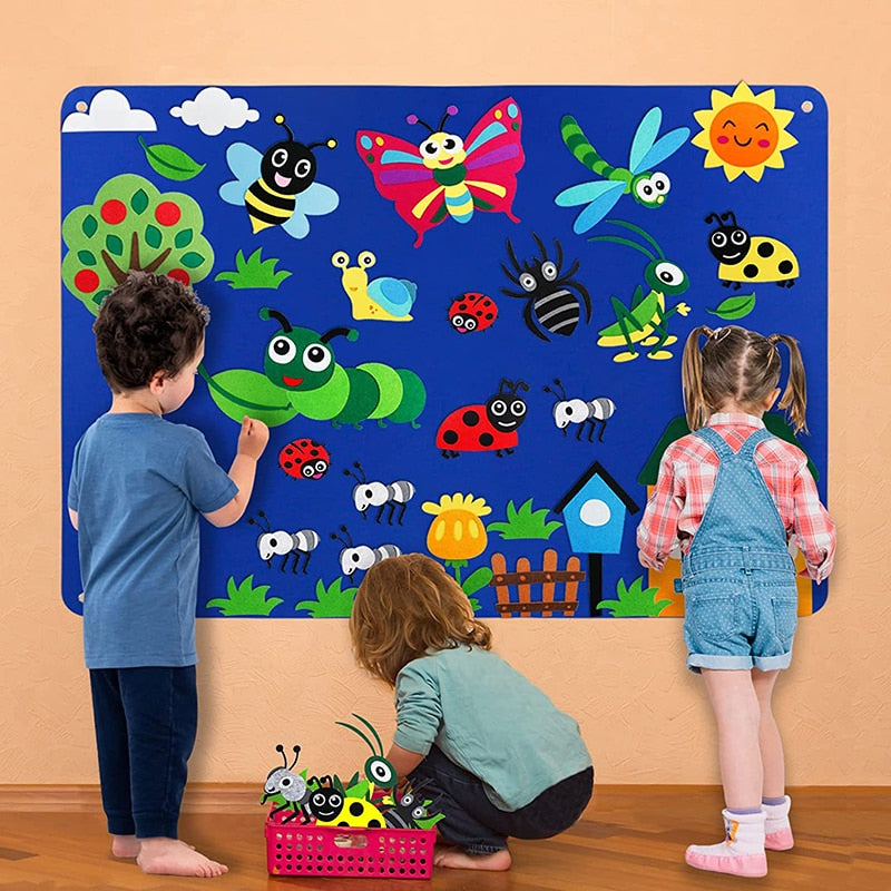 Magic Felt Learning Diy Board Early Education Wall Stickers Hanging Educational Toys For Child