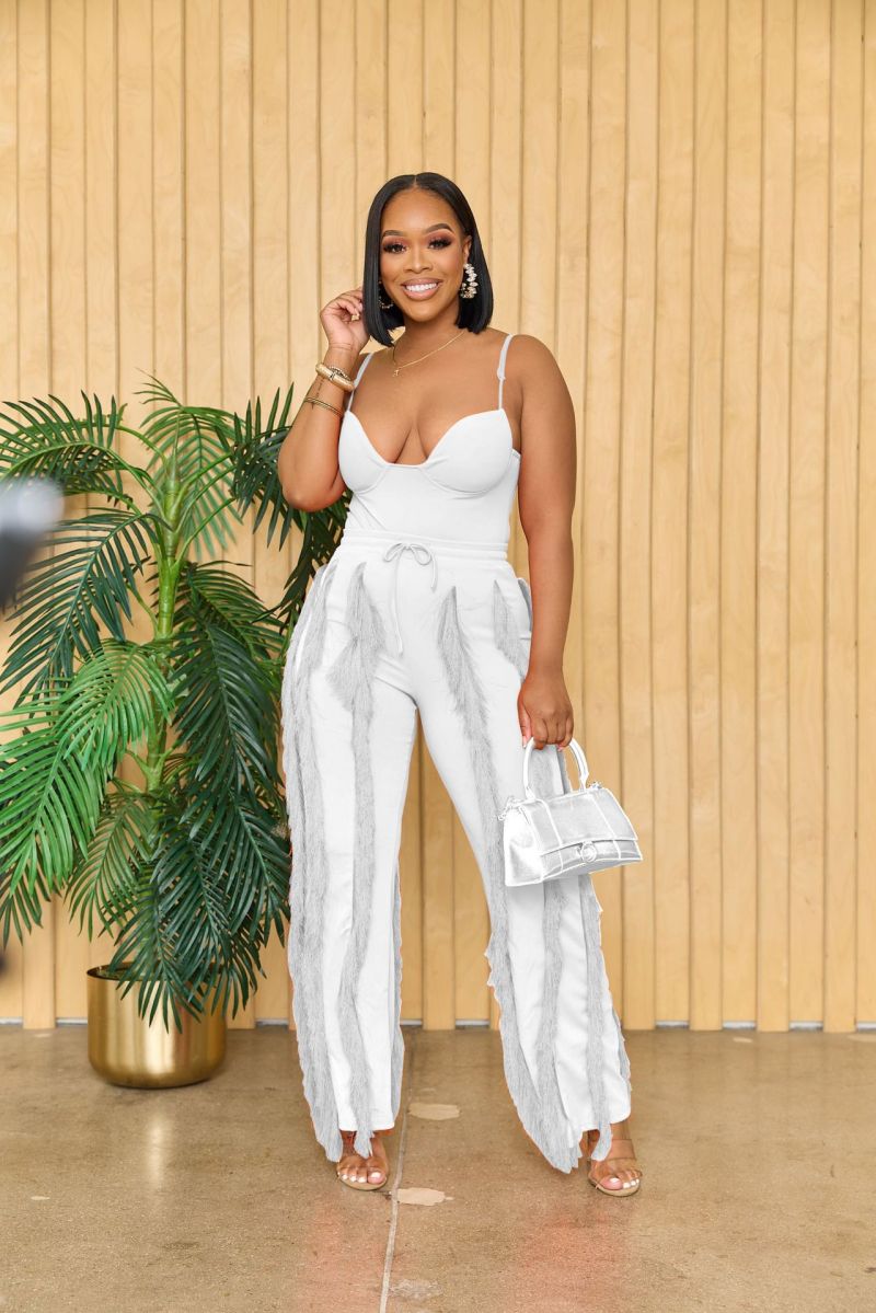 OFF SHOULDER SOLID COLOR SMOCKED JUMPSUIT