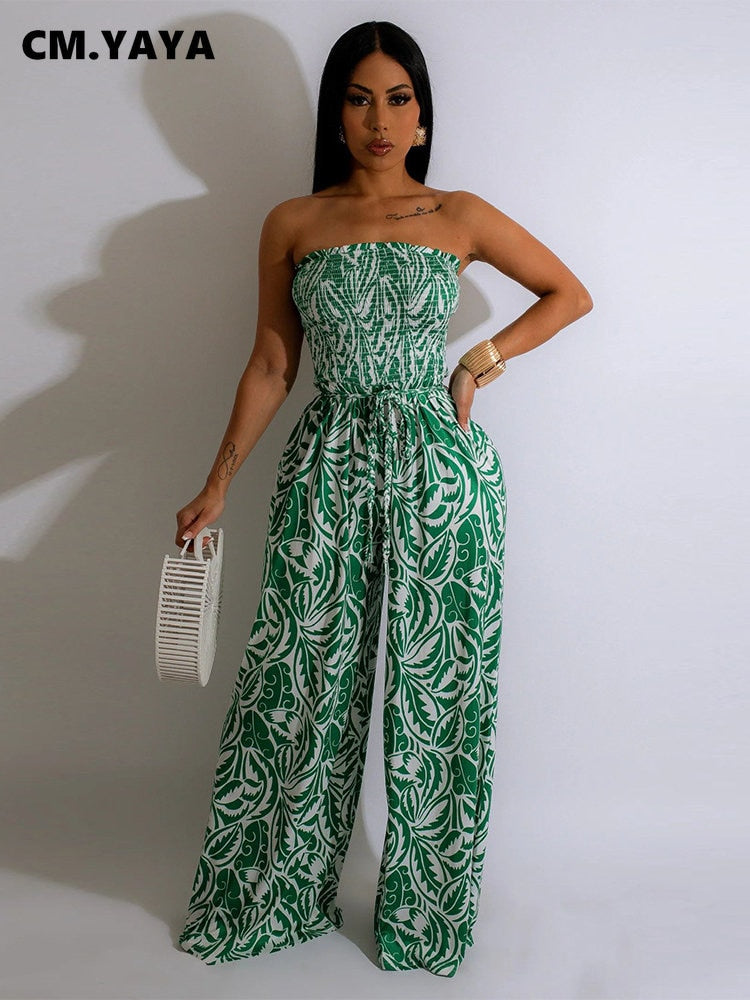 FLORAL PRINT OFF SHOULDER SMOCKED JUMPSUIT