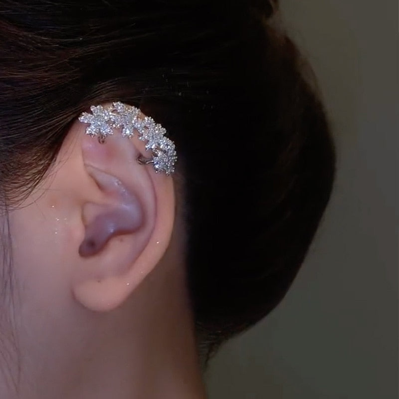 Luxury Sparkling Crystal Flower Ear Bone Clip