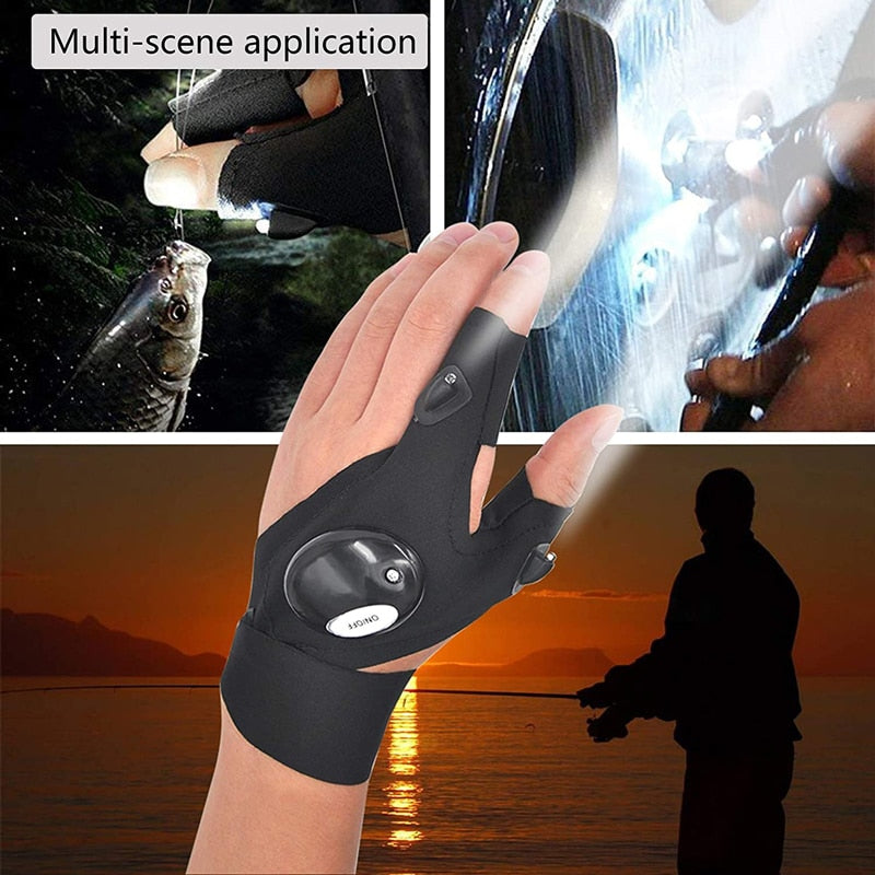 LED gloves with waterproof lights