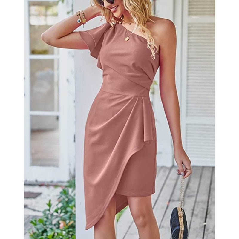 ONE SHOULDER COCKTAIL DRESS