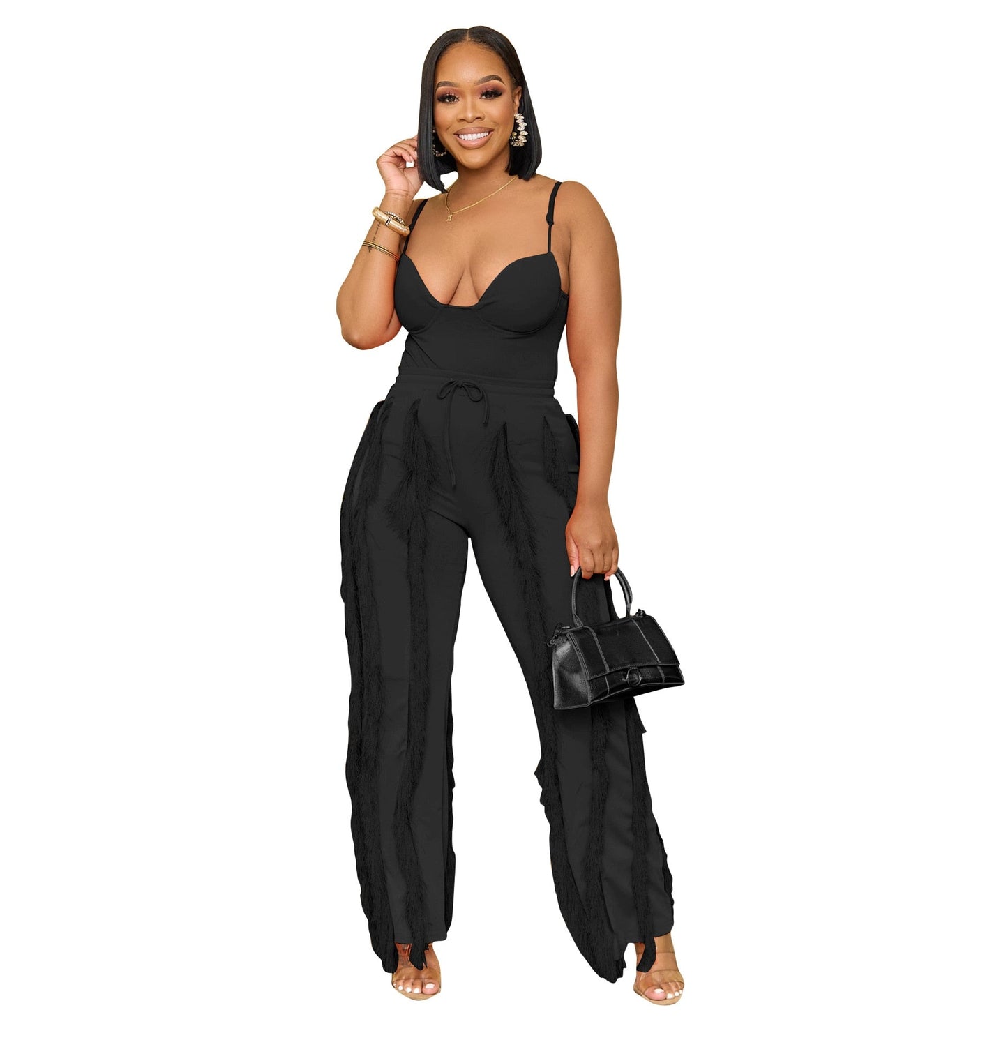 OFF SHOULDER SOLID COLOR SMOCKED JUMPSUIT