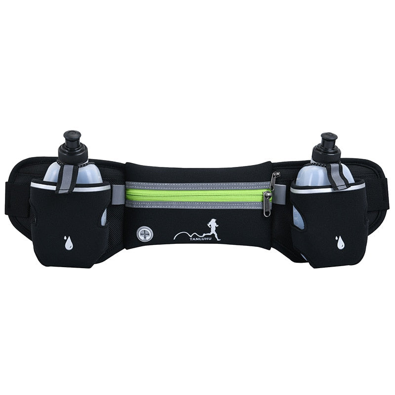 Running Hydration Belt Waist Bag with Water-Resistant Pockets and 2